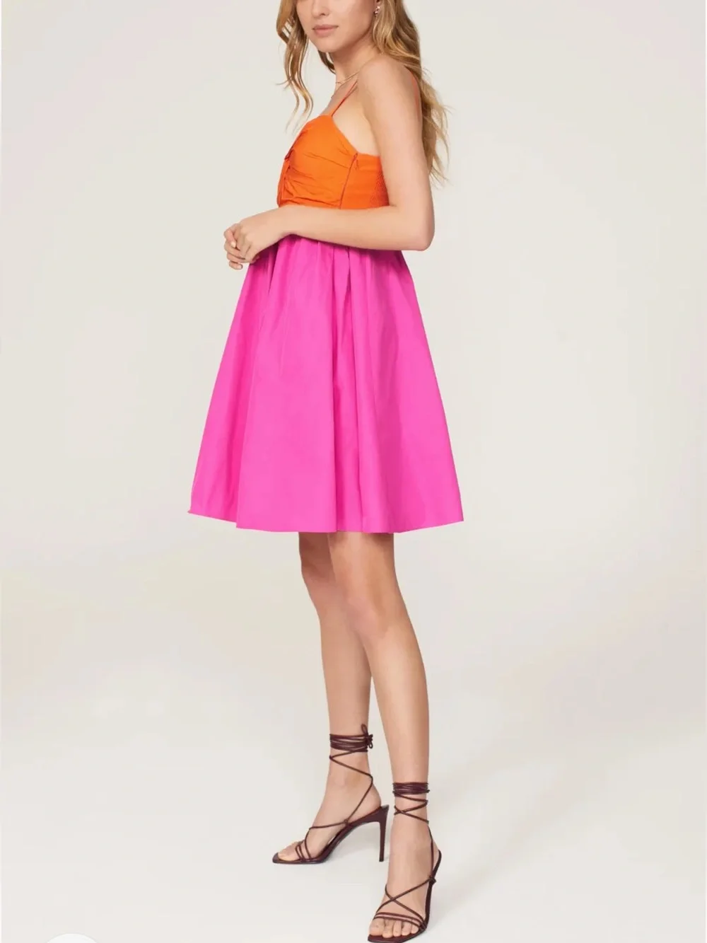 NWOT kate spade Twist Bodice Orange Bust Pink Skirt Mini Dress 6